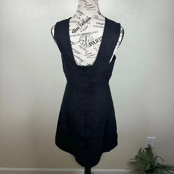 J. Crew Collection Black Structured Tie Bodice Linen Sleeveless Mini Dress Sz 4 - Picture 5 of 9